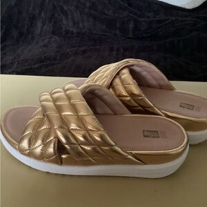 FitFlop Metallic Gold Quilted Sandals